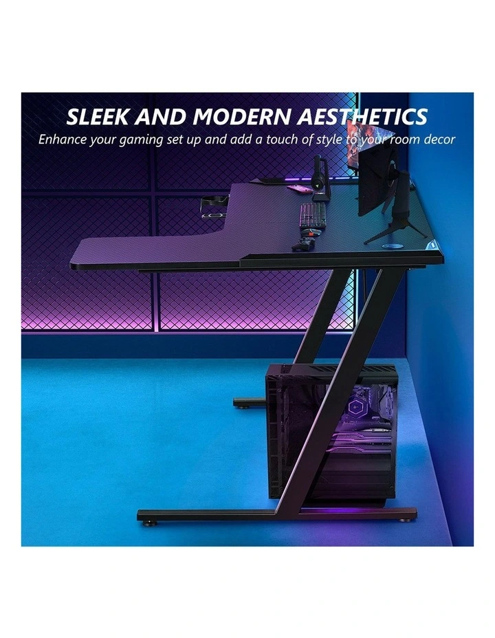 Carbon Fiber Computer Office Desk With Z Shaped Leg 140cm in Black image 5