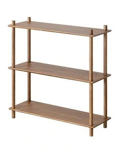 Narrow Hallway Wood Console Table Behind Sofa Walnut 3-Tier Shelves in Brown