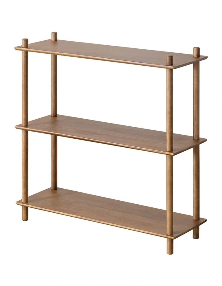 Narrow Hallway Wood Console Table Behind Sofa Walnut 3-Tier Shelves in Brown image 1