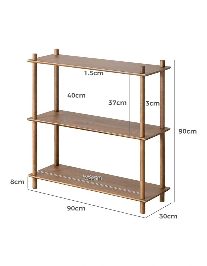 Narrow Hallway Wood Console Table Behind Sofa Walnut 3-Tier Shelves in Brown image 3