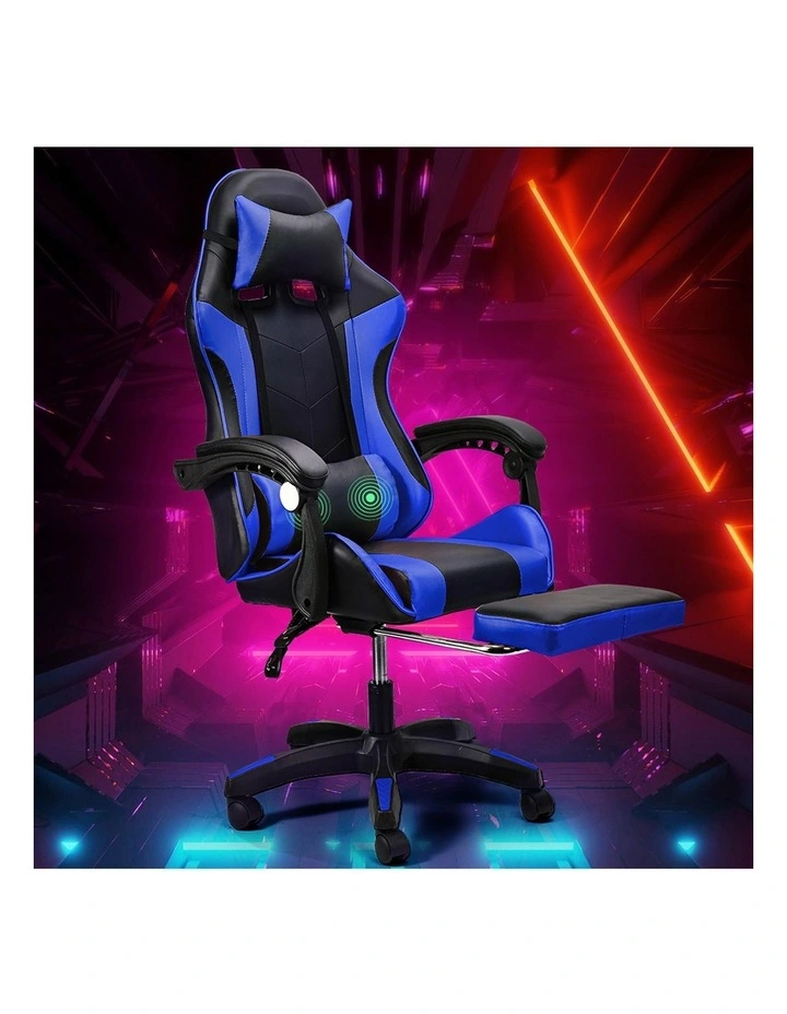Two Point Massage Gaming Office Chair in Blue image 2