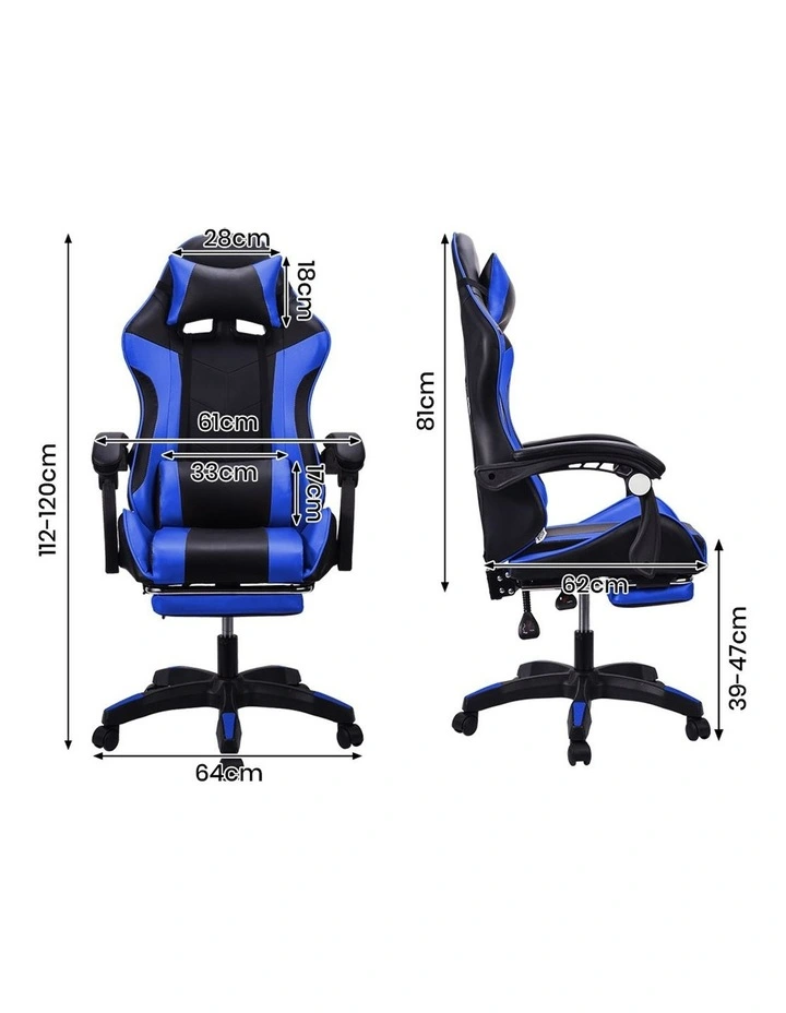 Two Point Massage Gaming Office Chair in Blue image 3