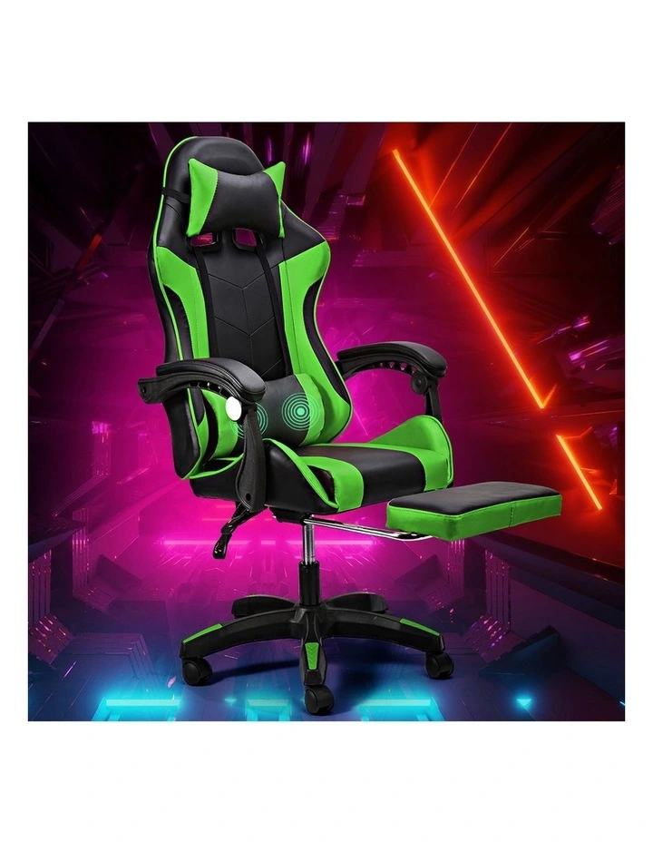 Two Point Massage Gaming Office Chair in Green image 2