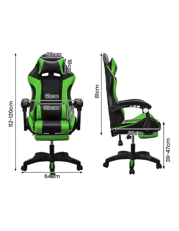 Two Point Massage Gaming Office Chair in Green image 3
