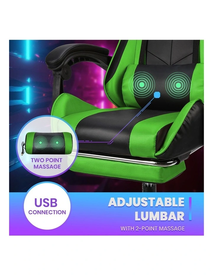 Two Point Massage Gaming Office Chair in Green image 7