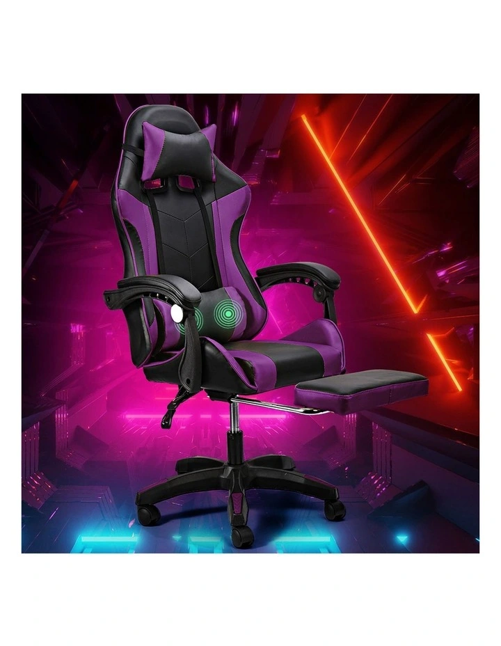 Two Point Massage Gaming Office Chair in Purple image 2
