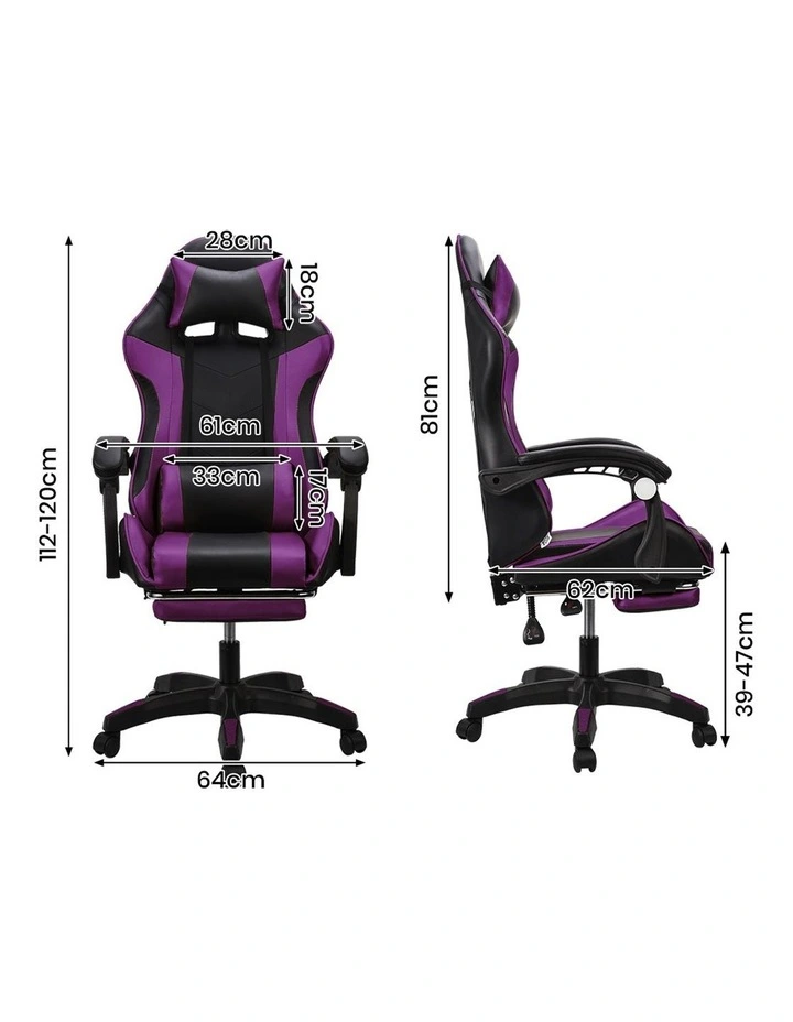 Two Point Massage Gaming Office Chair in Purple image 3