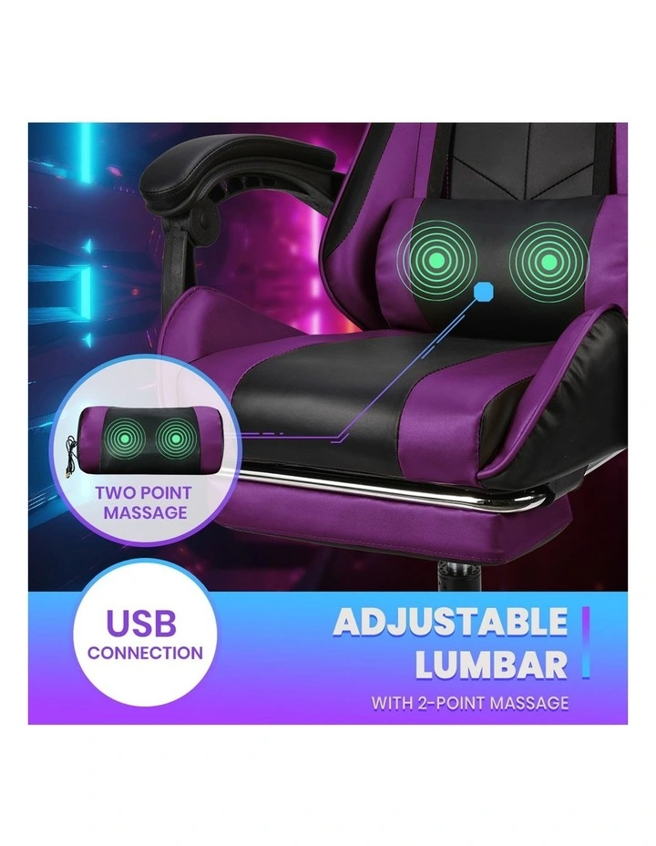 Two Point Massage Gaming Office Chair in Purple image 7