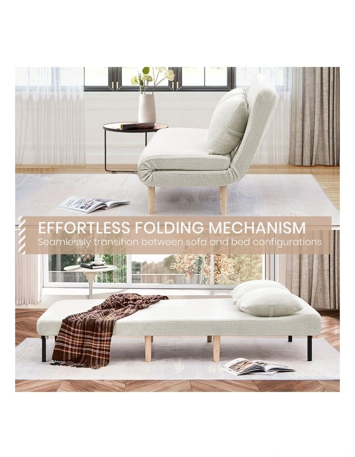 Wood Sofa Bed in Beige image 5