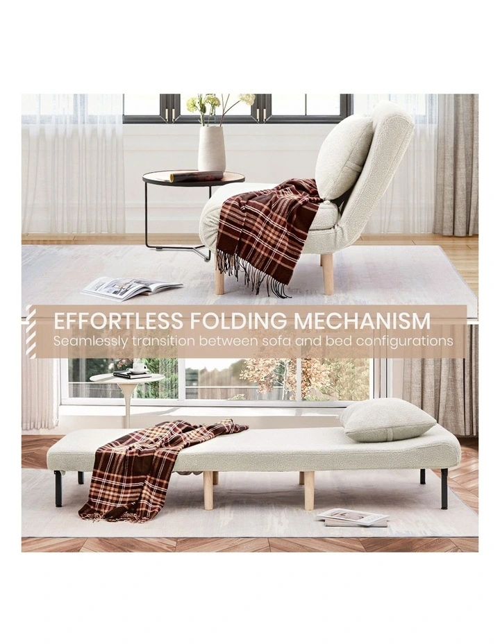 Wood Sofa Bed in Beige image 5