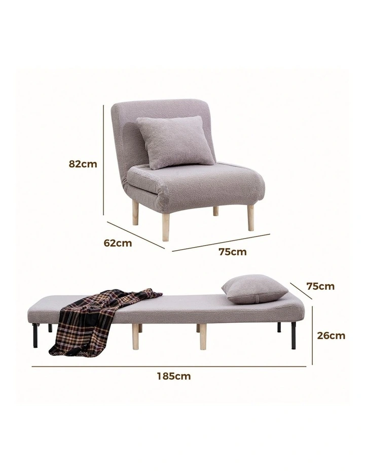 Wood Sofa Single Seat Bed in Grey image 3