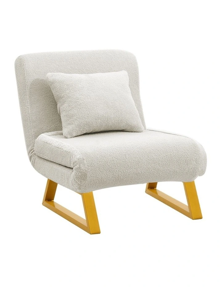 Wood Sofa Single Seat Bed in Beige image 1