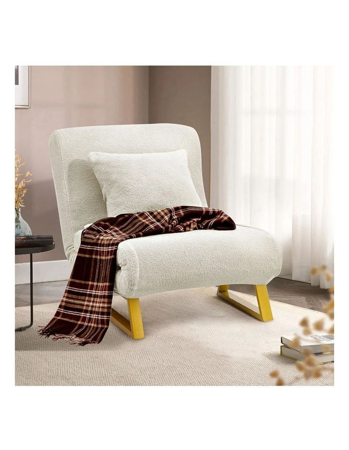 Wood Sofa Single Seat Bed in Beige image 2