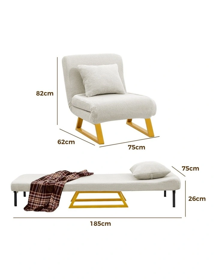 Wood Sofa Single Seat Bed in Beige image 3