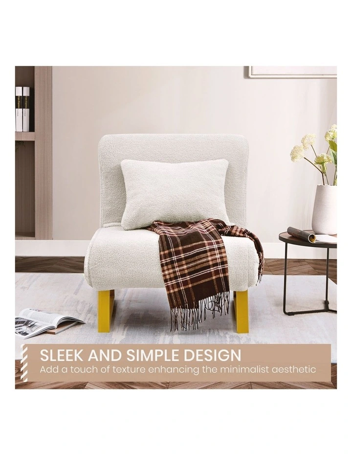 Wood Sofa Single Seat Bed in Beige image 4