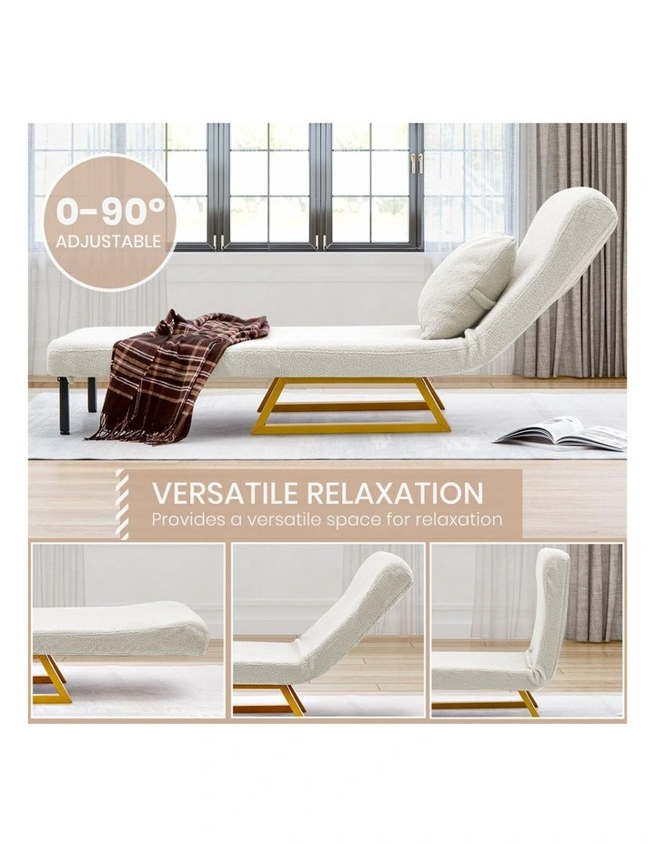 Wood Sofa Single Seat Bed in Beige image 6