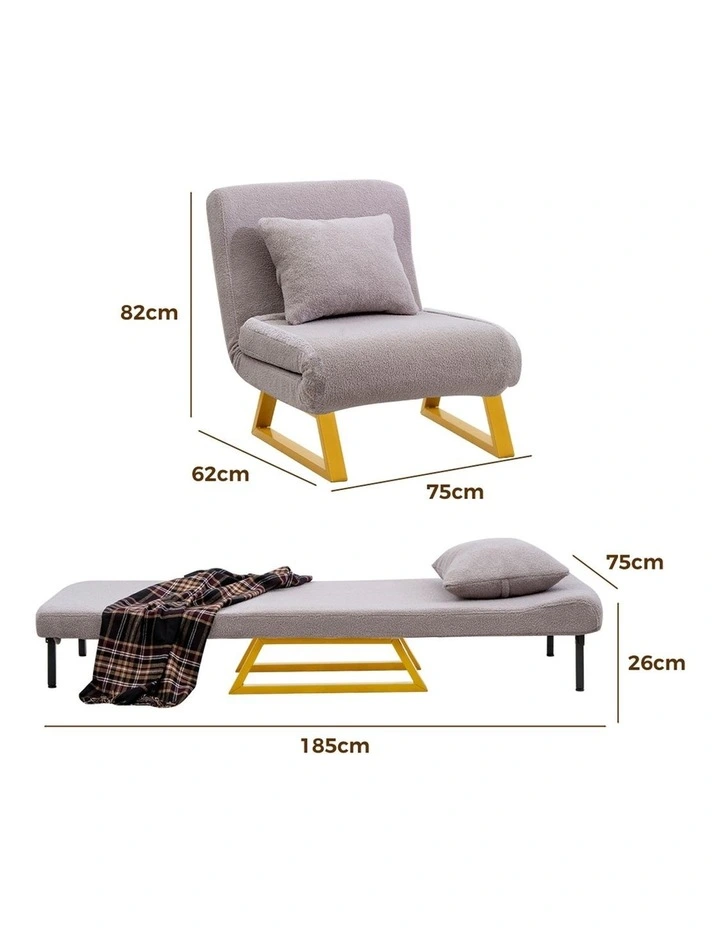 Folding Single Seat Sofa Bed in Grey image 3