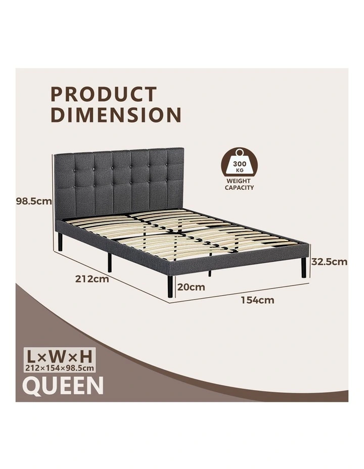 Queen Platform Bed Frame in Charcoal image 3