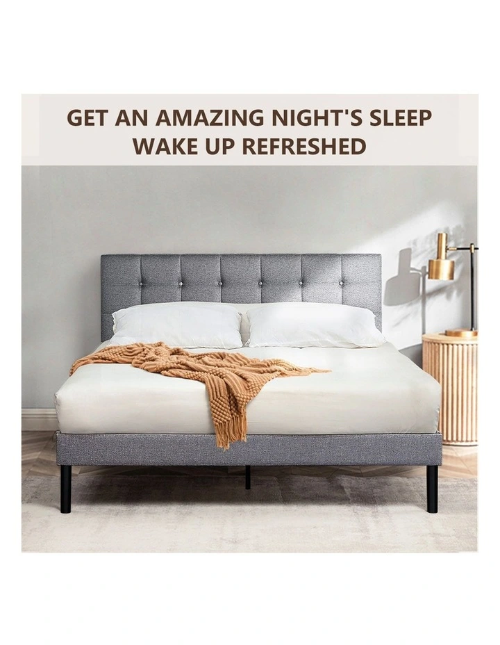 Queen Platform Bed Frame Headboard in Grey image 4