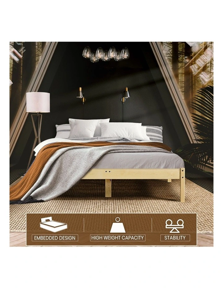 Wooden Double Bed Frame in Brown image 6