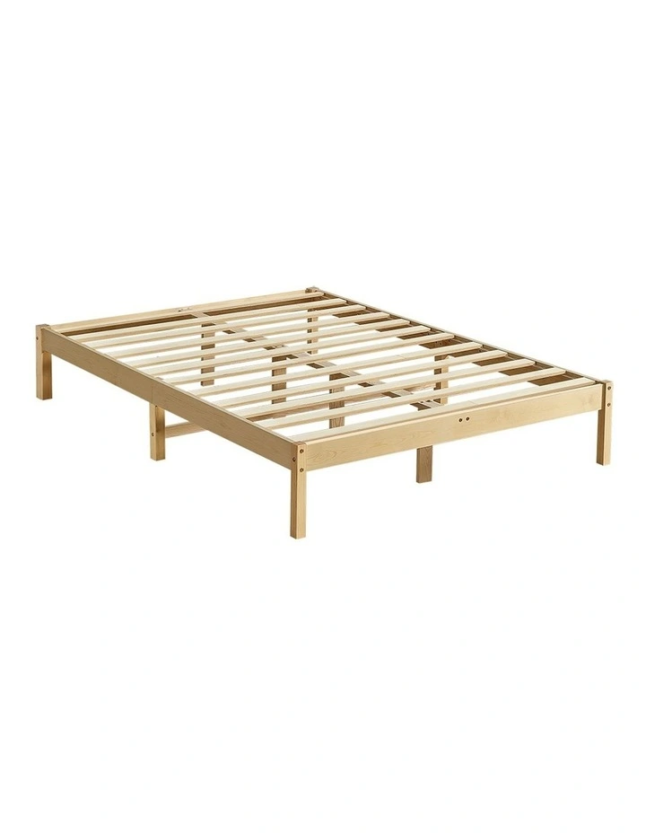 Wooden King Bed Frame in Brown image 1