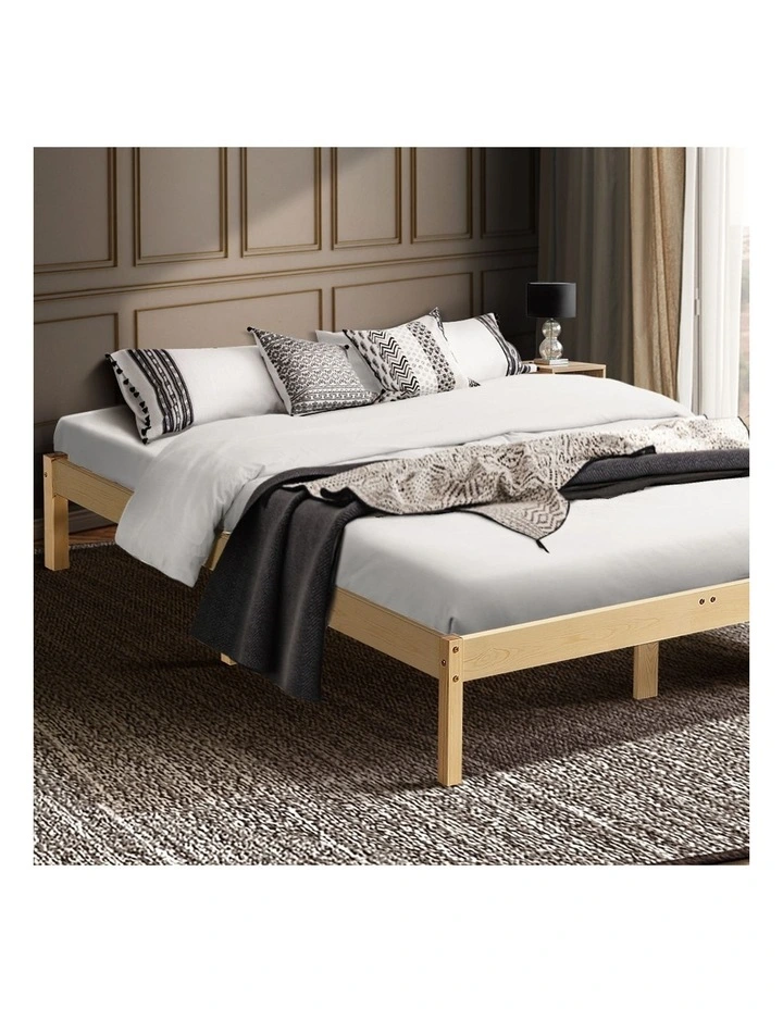 Wooden King Bed Frame in Brown image 2