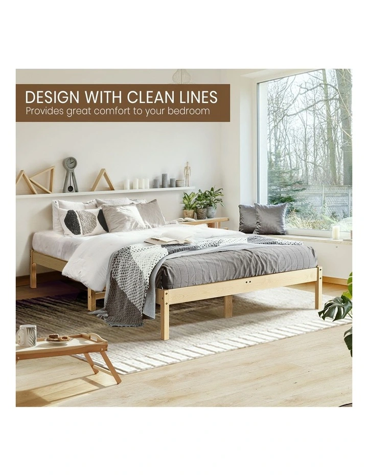 Wooden King Bed Frame in Brown image 4