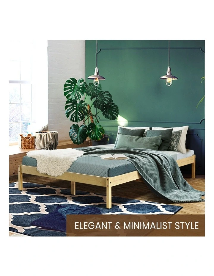 Wooden King Bed Frame in Brown image 5