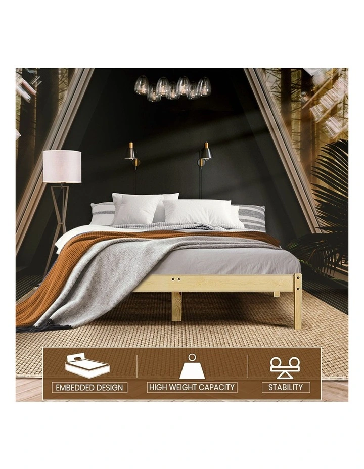 Wooden King Bed Frame in Brown image 6