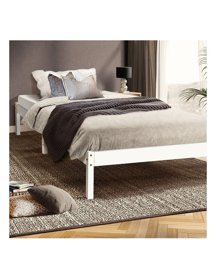 Wooden Single Bed Frame in White image 2