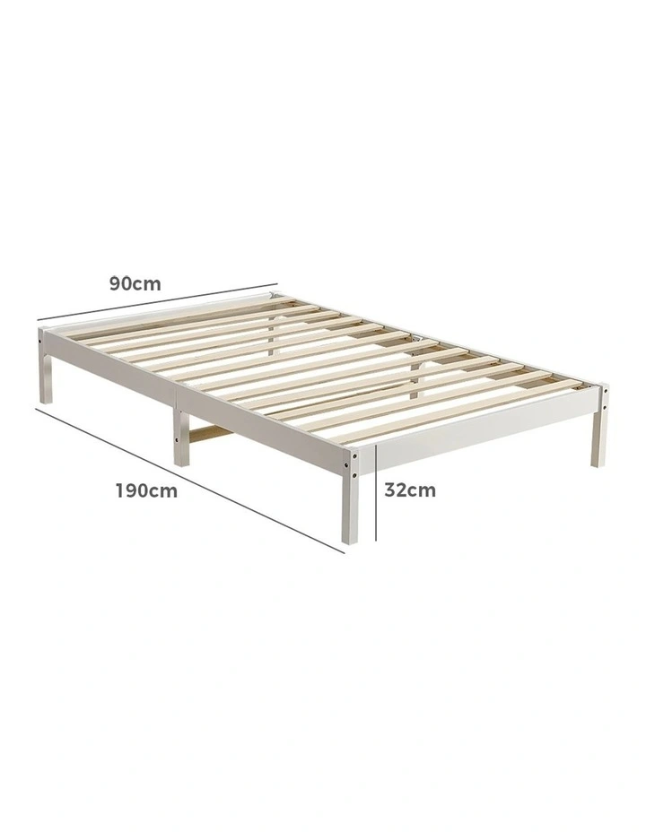 Wooden Single Bed Frame in White image 3