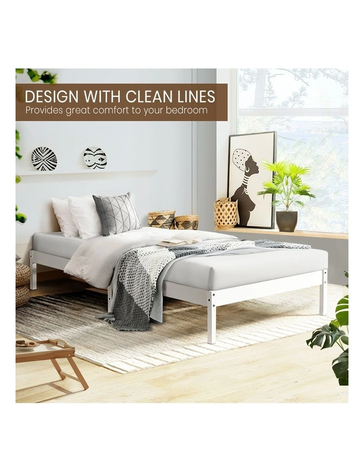 Wooden Single Bed Frame in White image 4