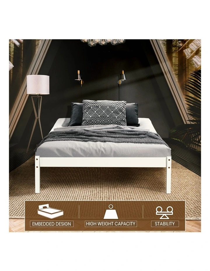 Wooden Single Bed Frame in White image 6