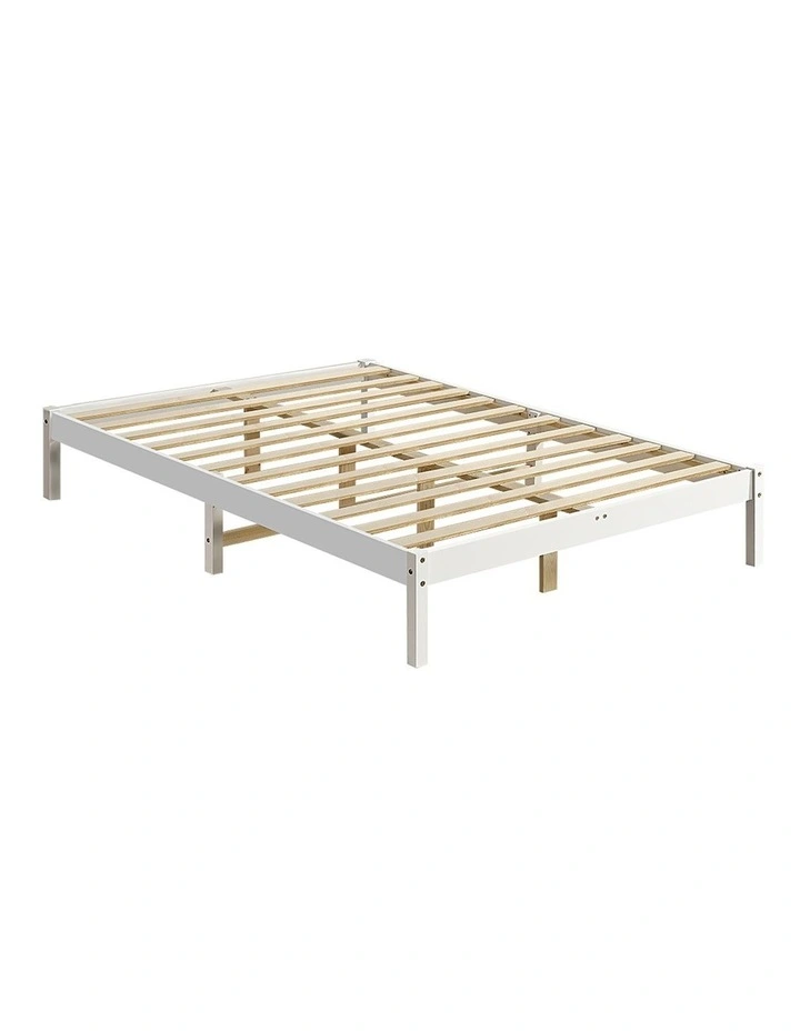 Wooden Solid Pine Bed Frame King in White image 1
