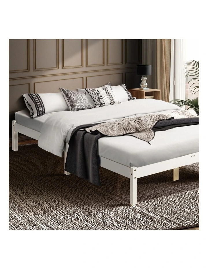 Wooden Solid Pine Bed Frame King in White image 2
