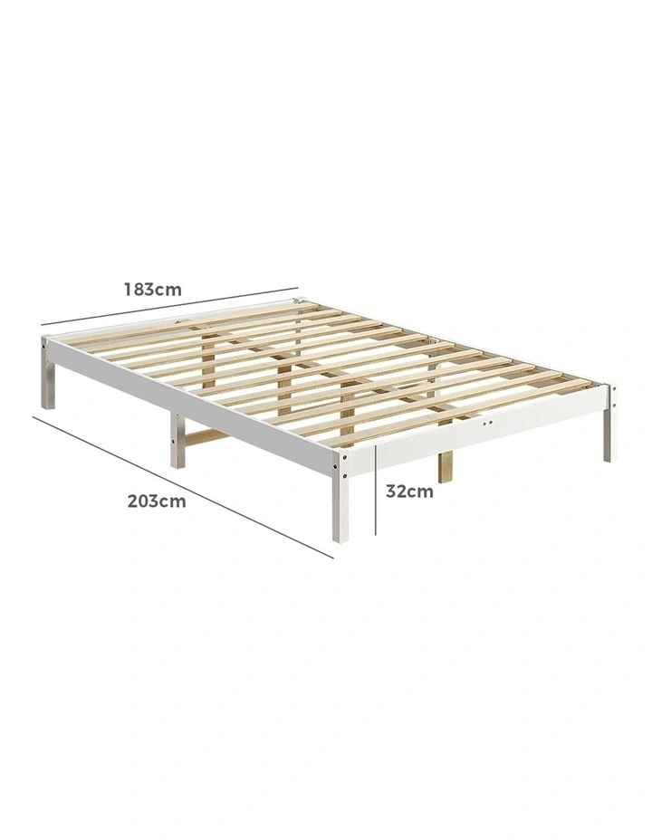 Wooden Solid Pine Bed Frame King in White image 3
