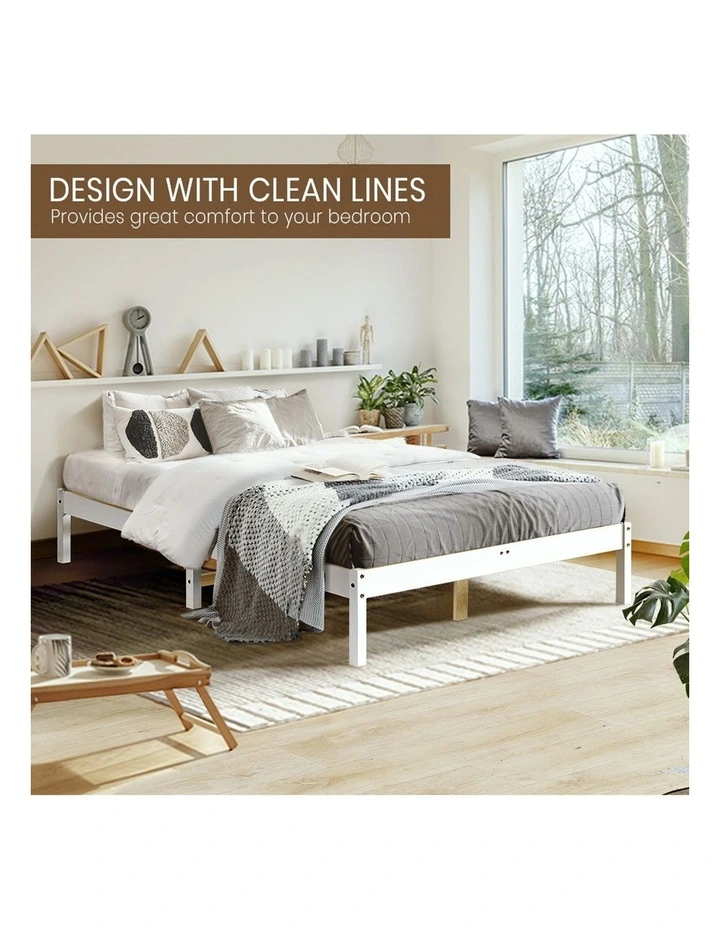 Wooden Solid Pine Bed Frame King in White image 4