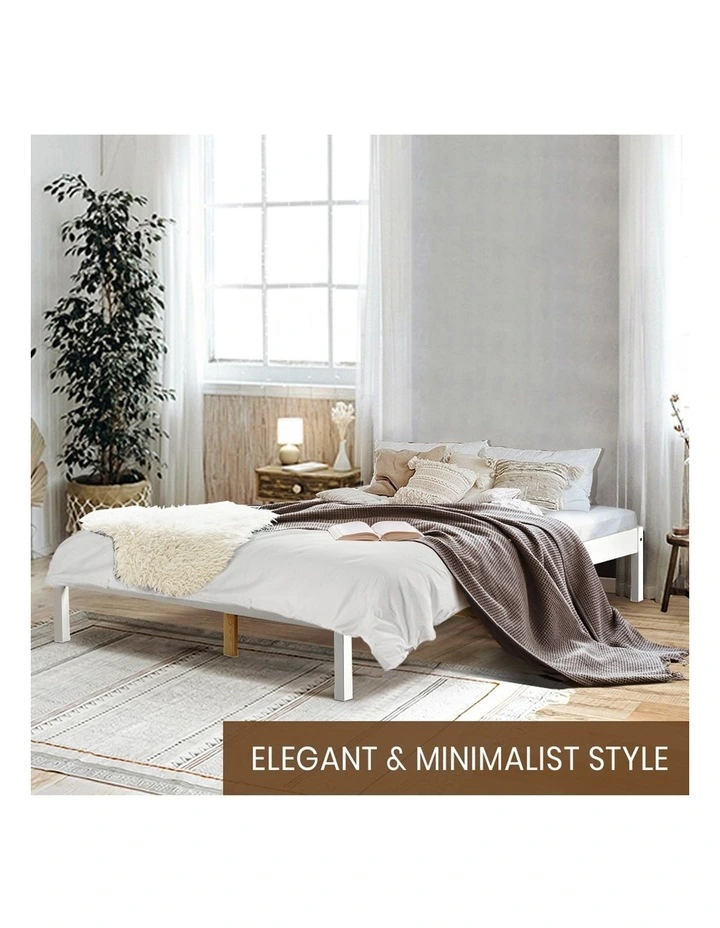 Wooden Solid Pine Bed Frame King in White image 5