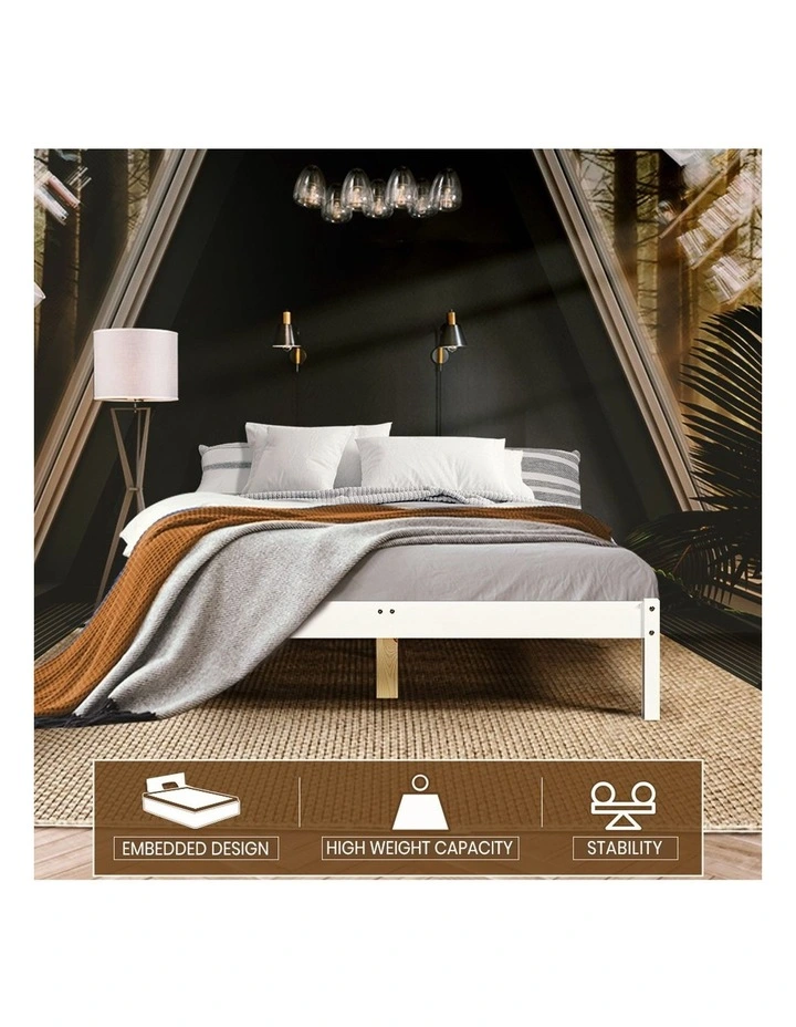 Wooden Solid Pine Bed Frame King in White image 6