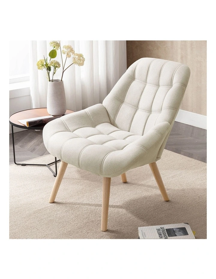 Upholstered Accent Chairs Extra Wide Seat in Beige image 2