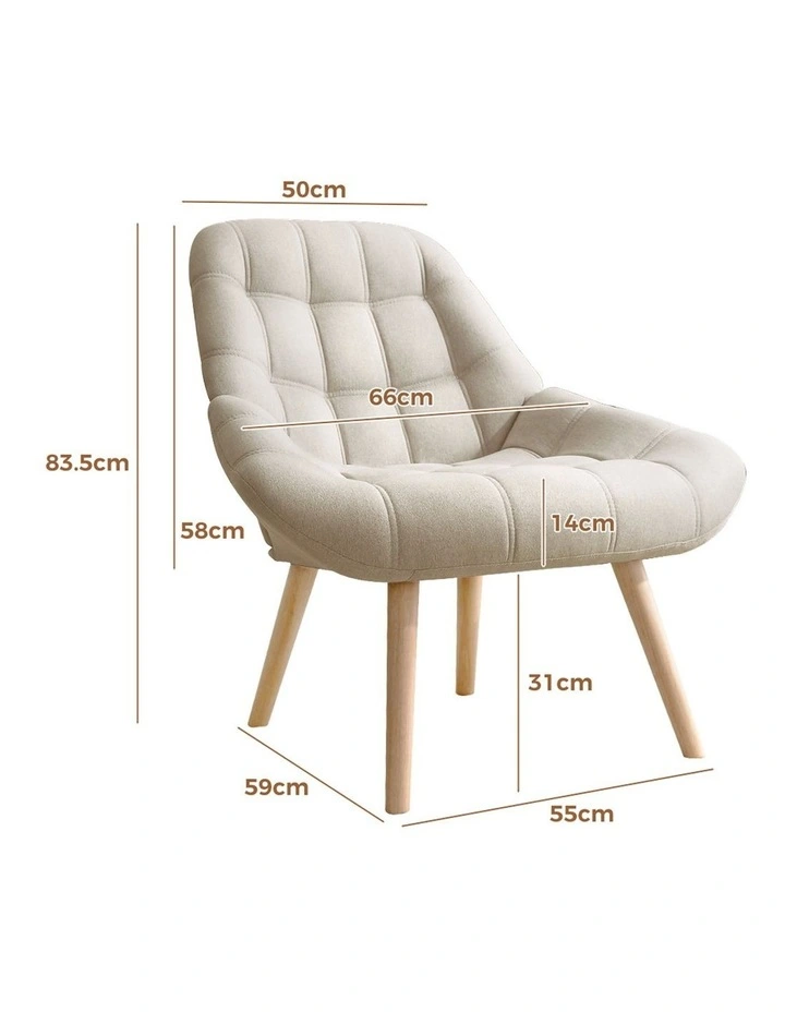 Upholstered Accent Chairs Extra Wide Seat in Beige image 3
