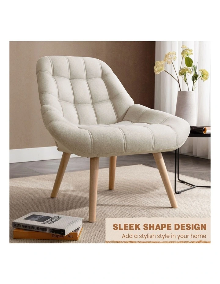 Upholstered Accent Chairs Extra Wide Seat in Beige image 4