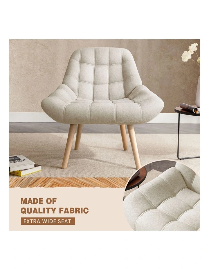 Upholstered Accent Chairs Extra Wide Seat in Beige image 5