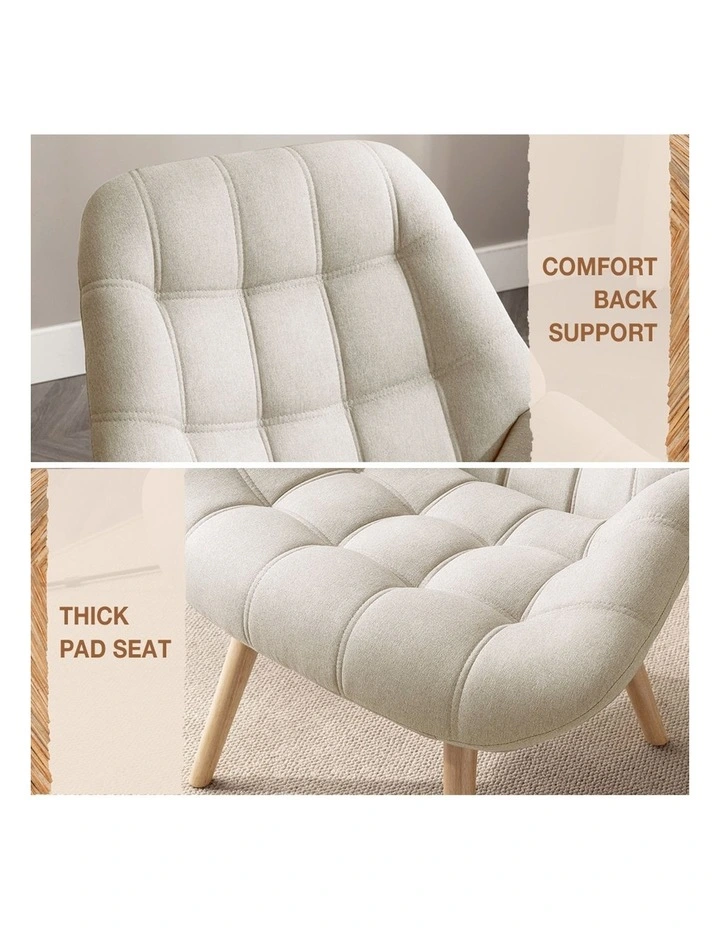 Upholstered Accent Chairs Extra Wide Seat in Beige image 6