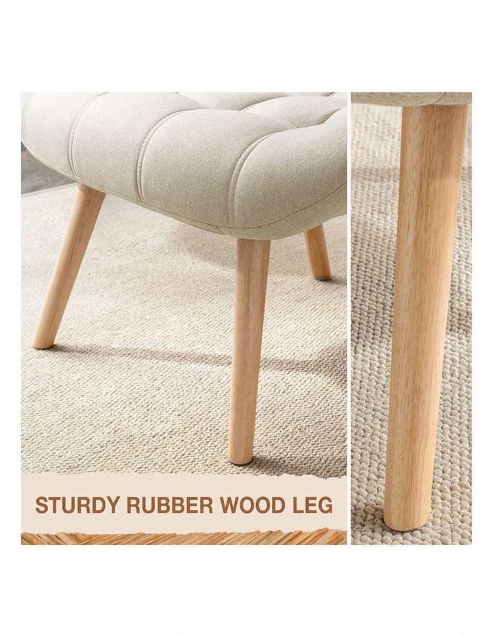 Upholstered Accent Chairs Extra Wide Seat in Beige image 7