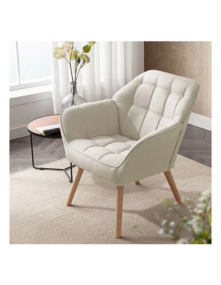 Upholstered Thick Pad Accent Chairs in Beige image 2
