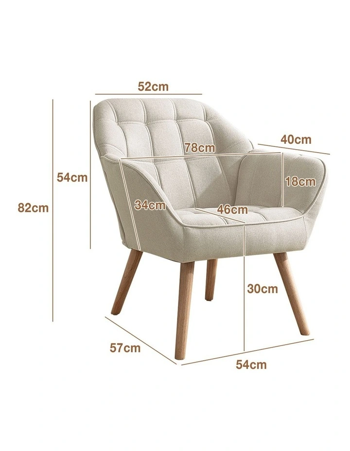 Upholstered Thick Pad Accent Chairs in Beige image 3
