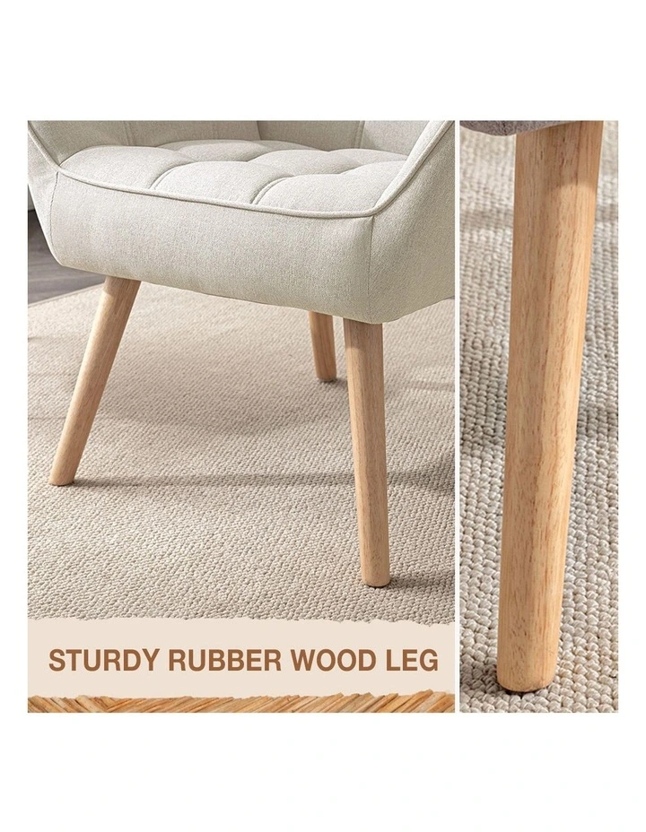 Upholstered Thick Pad Accent Chairs in Beige image 4