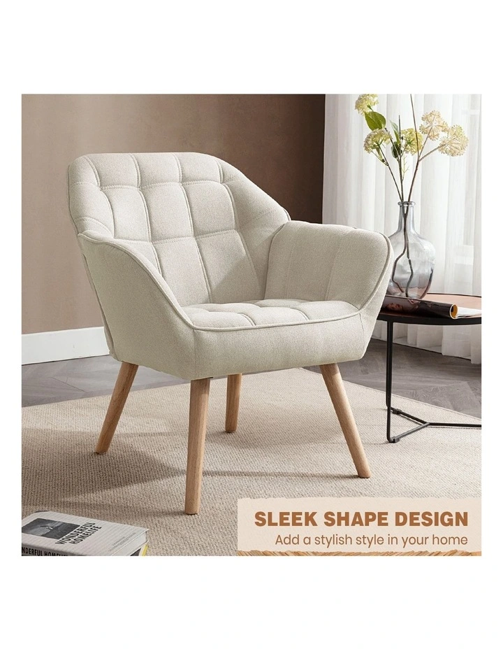 Upholstered Thick Pad Accent Chairs in Beige image 5