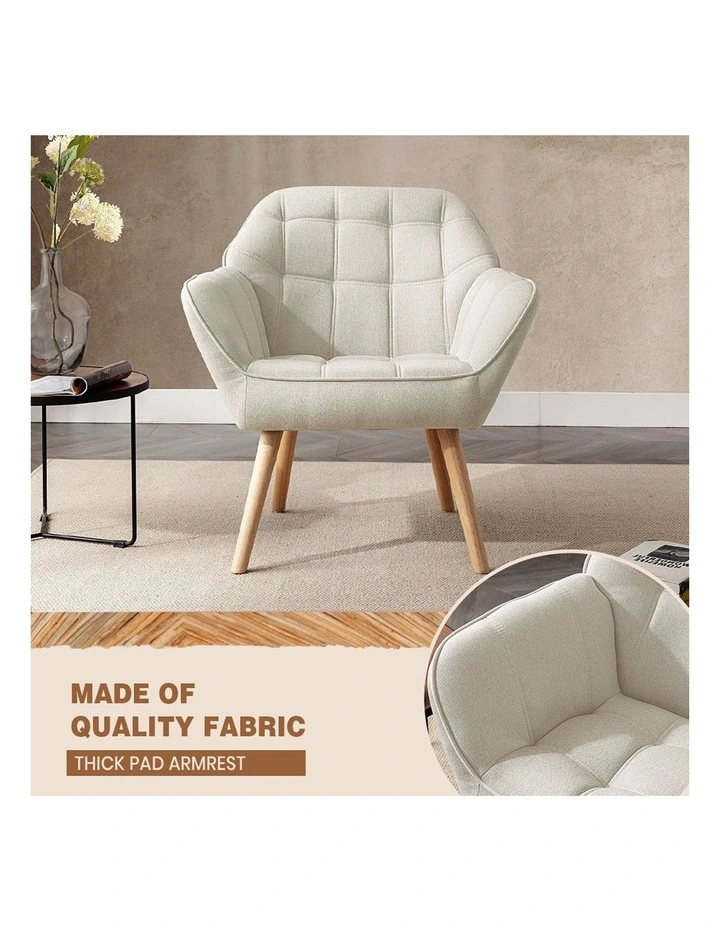 Upholstered Thick Pad Accent Chairs in Beige image 6